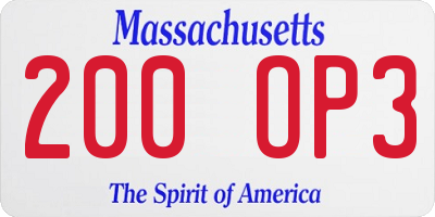 MA license plate 200OP3