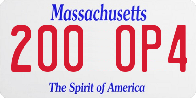 MA license plate 200OP4