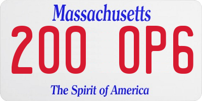 MA license plate 200OP6
