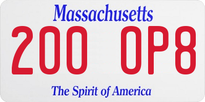 MA license plate 200OP8