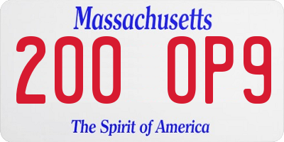 MA license plate 200OP9