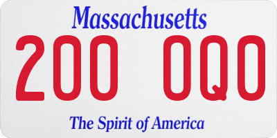 MA license plate 200OQ0