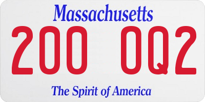 MA license plate 200OQ2