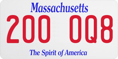 MA license plate 200OQ8
