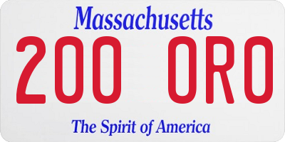 MA license plate 200OR0
