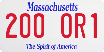 MA license plate 200OR1