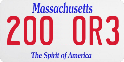 MA license plate 200OR3