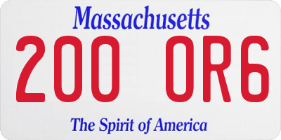 MA license plate 200OR6