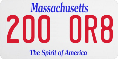 MA license plate 200OR8