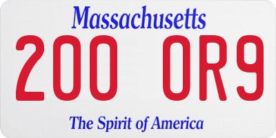 MA license plate 200OR9