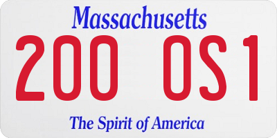 MA license plate 200OS1