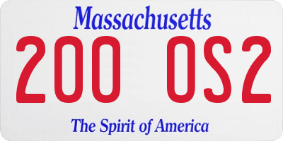 MA license plate 200OS2