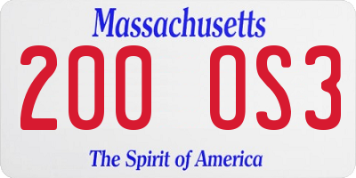 MA license plate 200OS3