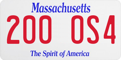 MA license plate 200OS4