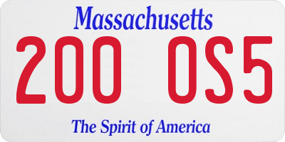 MA license plate 200OS5