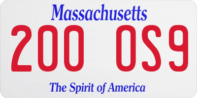 MA license plate 200OS9