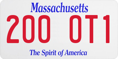 MA license plate 200OT1