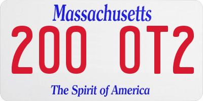 MA license plate 200OT2