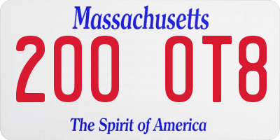 MA license plate 200OT8