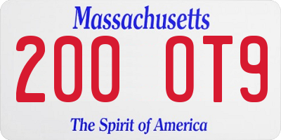 MA license plate 200OT9