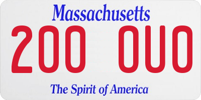 MA license plate 200OU0