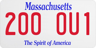 MA license plate 200OU1