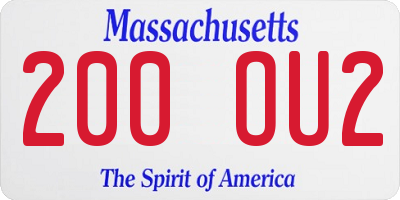 MA license plate 200OU2