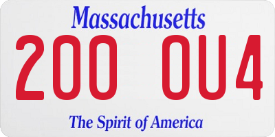 MA license plate 200OU4