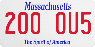 MA license plate 200OU5