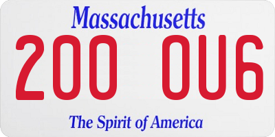 MA license plate 200OU6