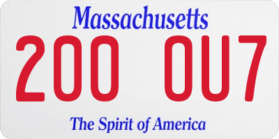 MA license plate 200OU7