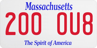 MA license plate 200OU8