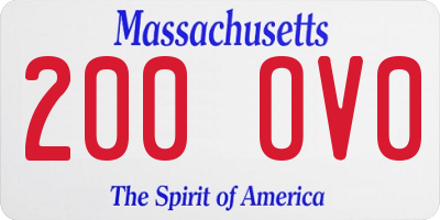 MA license plate 200OV0
