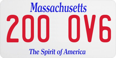 MA license plate 200OV6