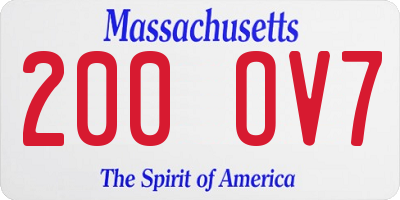 MA license plate 200OV7