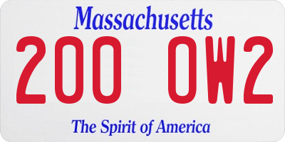 MA license plate 200OW2