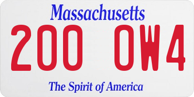 MA license plate 200OW4