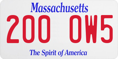 MA license plate 200OW5