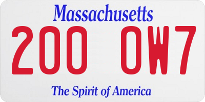 MA license plate 200OW7