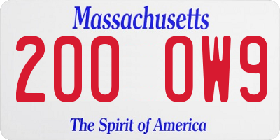 MA license plate 200OW9
