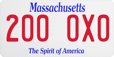 MA license plate 200OX0