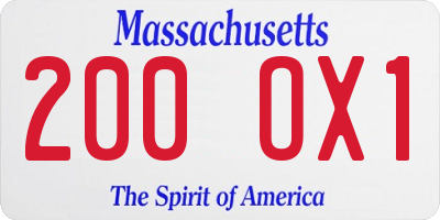 MA license plate 200OX1