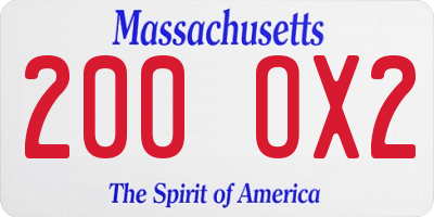 MA license plate 200OX2