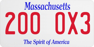 MA license plate 200OX3