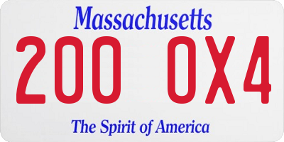 MA license plate 200OX4