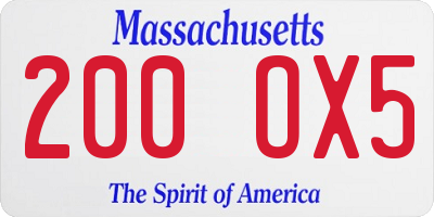 MA license plate 200OX5
