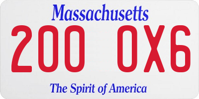 MA license plate 200OX6