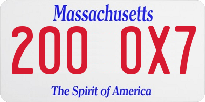 MA license plate 200OX7