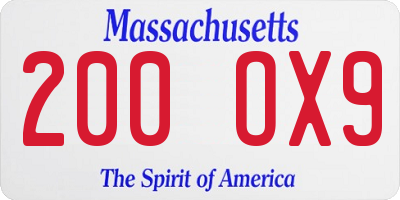 MA license plate 200OX9