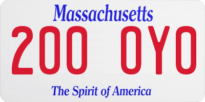 MA license plate 200OY0